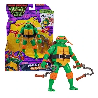 Afbeelding van Ninja Turtles, 15 cm figuur met wapen, elektronische functie, Michelangelo, speelgoed voor kinderen vanaf 4 jaar, Giochi Preziosi, TU8003