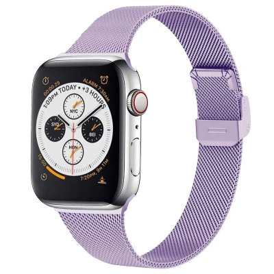 Afbeelding van imoshion Bandje Geschikt voor Apple Watch Series 1 / 2 3 4 5 6 7 8 9 SE 38 40 41 mm Maat M Milanees magnetische band Paars
