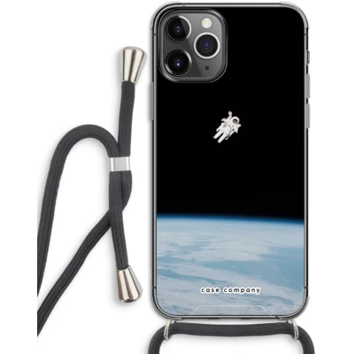 Afbeelding van Case Company® hoesje met Koord geschikt voor iPhone 11 Pro Alone in Space Telefoonhoesje Zwart Extra Bescherming aan alle Kanten en Over de Schermrand