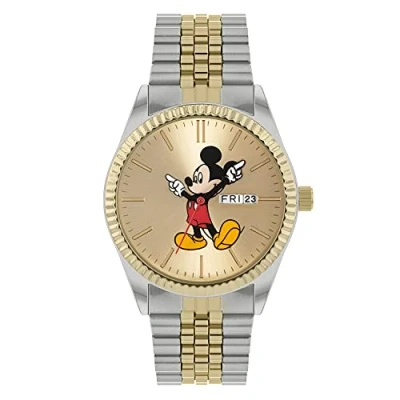 Afbeelding van Disney MK8185 Uniseks analoog kwartshorloge met roestvrijstalen armband voor volwassenen, Tweekleurig, armband,