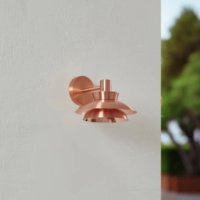 Afbeelding van Lucande buitenwandlamp Thais, koper, roestvrij staal, Ø 25 cm