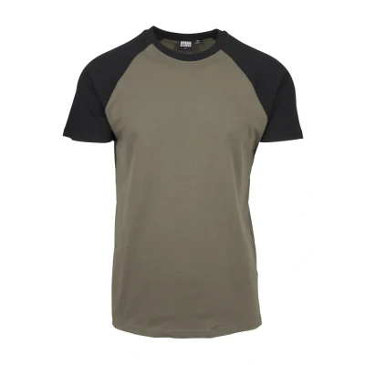 Afbeelding van Urban Classics Raglan Contrast Tshirt print, Heren, Maat: Large, Olive/black