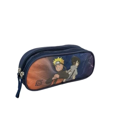 Afbeelding van mybagstory Naruto schooletui dubbel vak 22,5 x 9,5 7,3 cm ritssluiting etui voor jongens basisschool officieel Manga Anime product, blauw, kinderen, klassiek