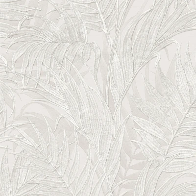 Afbeelding van Dutch Wallcoverings Grace Tropical palm leaf silver vliesbehang 10m x 53cm GR322101