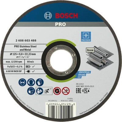Image de BOSCH 2608603488 disque à tronçonner droit Best pour Inox Rapido A 60 W, 125 x 0,8 mm