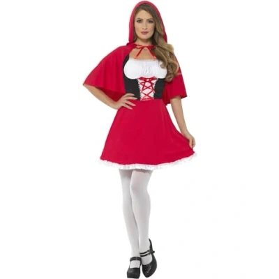 Afbeelding van Smiffys Deluxe rood Roodkapje kostuum met korte jurk en cape