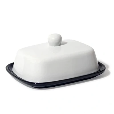 Afbeelding van Theo&amp;Cleo Botervloot hoogwaardige boterbel van keramiek boterschaal voor alle botersoorten (250 g) porselein (willekeurige stijl)
