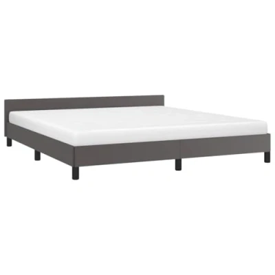 Afbeelding van vidaXL Bedframe met hoofdbord kunstleer grijs 180x200 cm