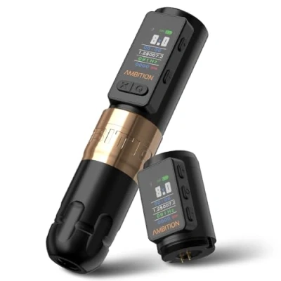 Afbeelding van Ambition Soldier Max Roterende tattoo machine, 2400 mAh cartridgepistool, met extra 1800 batterij, factureringsfunctie, frequentiemodus