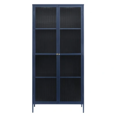 Afbeelding van Olan glazen vitrinekast 190 cm blauw
