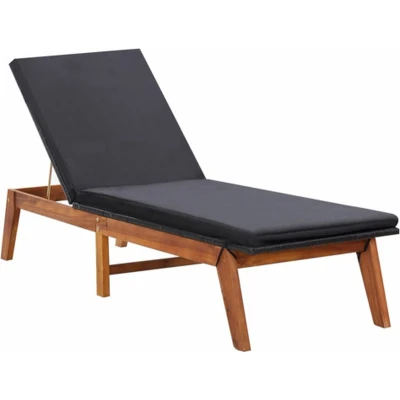 Afbeelding van Ligbed met kussen poly rattan en massief acaciahout