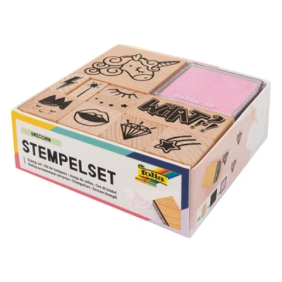 Image de folia Set de tampons en bois &#039;Unicorn&#039;, bois, 12 pièces