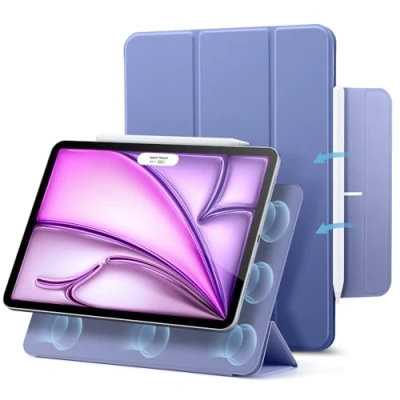 Afbeelding van ESR beschermhoes voor iPad Air 13 inch M2 2024, Pro 12,9 (2022/2021/2020), magnetische met trifold standaard, haak, houder USB C potlood, automatische