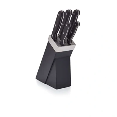 Afbeelding van Messenset met Messenblok, 5 Messen, Zwart, Hout, RVS KitchenCraft