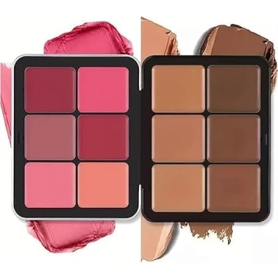 Afbeelding van 16/12 kleuren Carla Secret Concealer Make uppalet, crème blush palet, lange houdbaarheid Full Coverage Makeup voor een onberispelijke huid (3#, 12 kleuren)