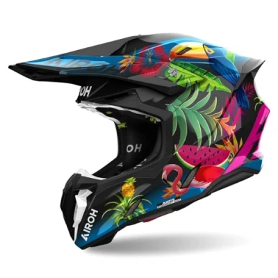 Afbeelding van Airoh 2025 Twist 3.0 Amazonia Crosshelm Zwart / Blauw Roze maat L