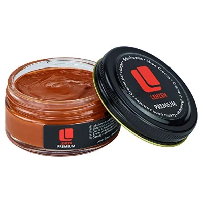 Afbeelding van Lenzen Premium schoencrème, voedende crème voor glad en generfd leer, Lichtoranje