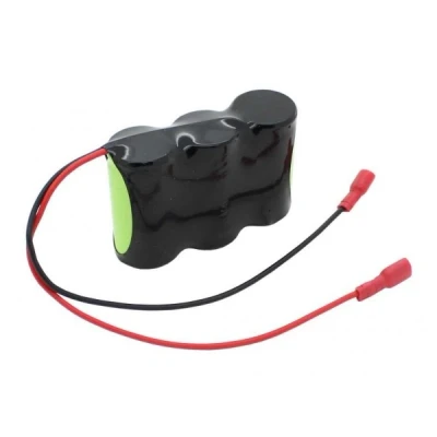 Afbeelding van batterij voor noodlicht NiMH 3.6V 4000mAh F1x3 Baby C met kabel en Faston aansluitingen 4,8 mm / + 6,3 vervangt 3,6 V