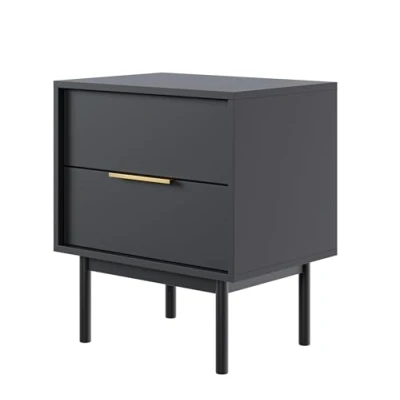 Afbeelding van Selsey Nachtkastje Viviaro 54 cm Zwart met twee laden