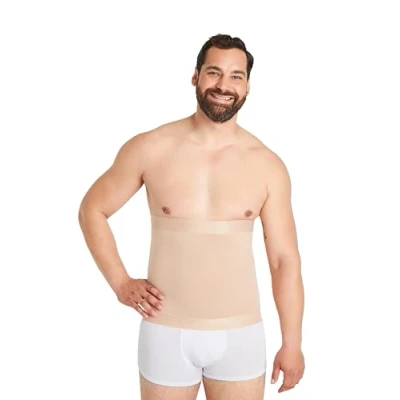 Afbeelding van FINN Compressieriem voor heren, buikverstevigende bodyshaper van katoen, figuurvormende bodysuit heren met buikverstevigend effect, Wit.