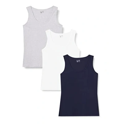 Afbeelding van berydale Bd161 Damestop (3 stuks), Donkerblauw/lichtgrijs gemêleerd/wit