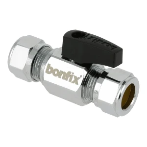 Afbeelding van BONFIX kogelkraan 2 x knel chroom met knop bediening