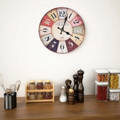 Afbeelding van Wandklok vintage stijl 30 cm meerkleurig