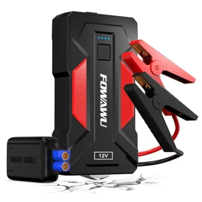Afbeelding van FOWAWU Autoaccubooster 3000 A (8,5 l gas 6,5 diesel), 12 V autobooster met intelligente veiligheidsklemmen, jump starter, auto accu USB 3.0, ledlicht, veiligheidshamer