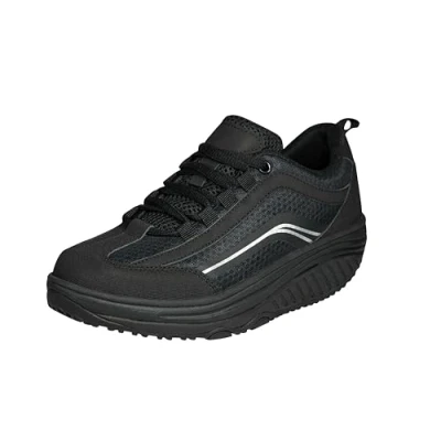 Afbeelding van Aerosoft Walker Comfortabele veterschoenen voor dames en heren, uitneembare binnenzool van traagschuim, zwart.