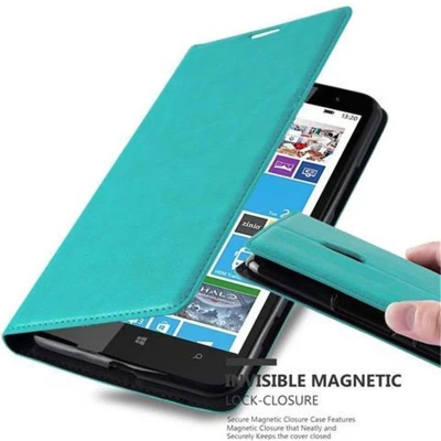 Afbeelding van Cadorabo Hoesje geschikt voor Nokia Lumia 1320 in BENZINE TURKOOIS Beschermhoes met magnetische sluiting, standfunctie en kaartvakje Book Case Cover Etui