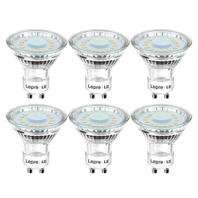 Afbeelding van LE GU10 LED, 4W 350 Lumen LED lichtbron, 2700 Kelvin warm wit vervangt 50W halogeenlampen, 120 stralingshoek reflectorlampen, 6 Stuks
