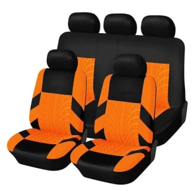 Afbeelding van Kadue Complete set autostoelhoezen voor Dacia Jogger vanaf 2022 en hoger, stoelhoezen achter, ademende interieuraccessoires, G/oranje