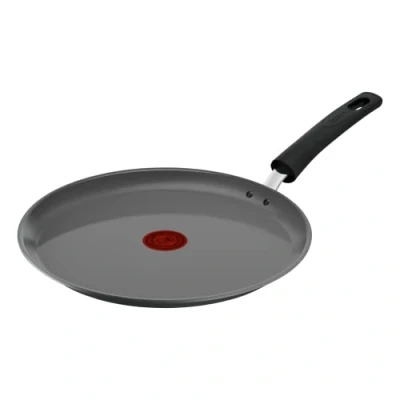 Afbeelding van TEFAL Crêpepan, 28 cm, inductiekookpan, keramische coating, milieuvriendelijk, gerecycled, gezond koken, thermo signaal, gemaakt in Frankrijk, Renew C4253913, grijs
