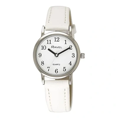 Afbeelding van Ravel Dameshorloge in pastel en zilver, Wit., Small 27mm watch case, Riem