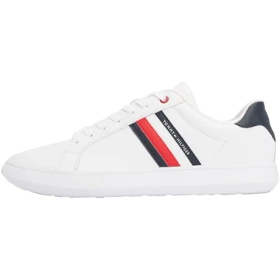 Image de Tommy Hilfiger Essential Leather Cupsole Fm0fm04921 Baskets pour homme, White, 42 EU