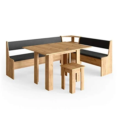 Afbeelding van Vicco Hoekbankgroep &quot;Roman&quot;, goudkleurig / antraciet, 210 x 150 cm met tafel