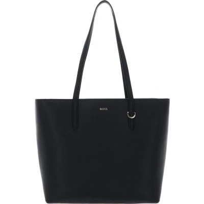 Afbeelding van BOSS Leren Schoudertas Alyce Shopper BM Black Zwart