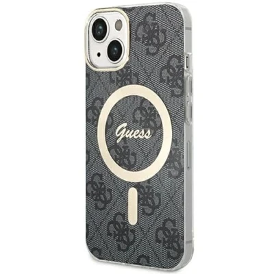 Afbeelding van Guess IML 4G Back Case (MagSafe Compatible) Geschikt voor Apple iPhone 15 (6.1&quot;) Grijs