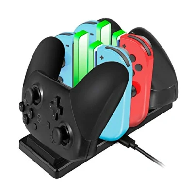Afbeelding van EXTSUD 6 in 1 controller laadstation met 4 sleuven voor Joy Con en USB type C aansluiting Switch, console Pro, apparaten