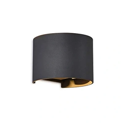 Afbeelding van LED buitenwandlamp Davos rond, donkergrijs