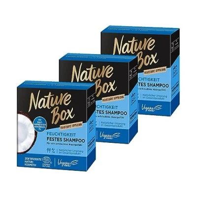 Afbeelding van Nature Box Vochtinbrengende shampoo met kokosolie veganistische natuurlijke cosmetica 250 ml 3 x 85 g