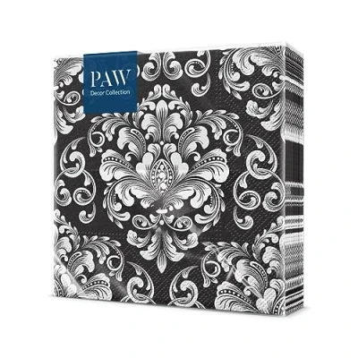 Afbeelding van PAW Papieren servetten, 3 laags (33 x 33 cm) I 20 stuks bruiloften, doopfeesten, verjaardagen zwart De perfecte tafeldecoratie voor speciale gelegenheden (Beautiful Moments zwart)
