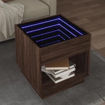 Afbeelding van vidaXL Salontafel met Infinity LED 50x50x50 cm bruin eikenkleurig