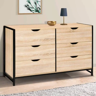 Afbeelding van Commode 6 tiroirs DETROIT XXL 140 cm design industriel