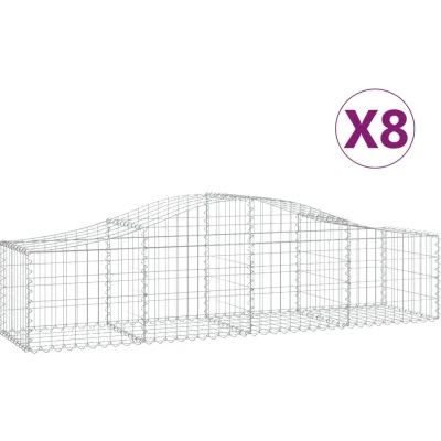 Afbeelding van VidaXL Schanskorven 8 st gewelfd 200x50x40/60 cm gegalvaniseerd ijzer