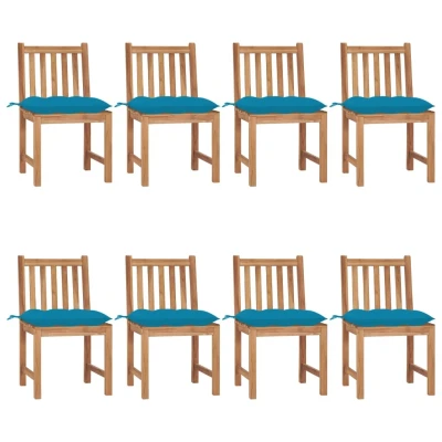 Afbeelding van Tuinstoelen 8 st met kussens massief teakhout