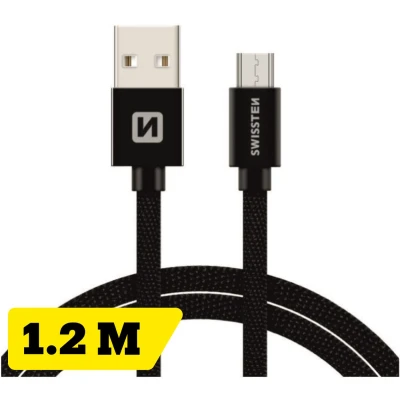 Afbeelding van Swissten Micro USB naar kabel 1.2M Zwart