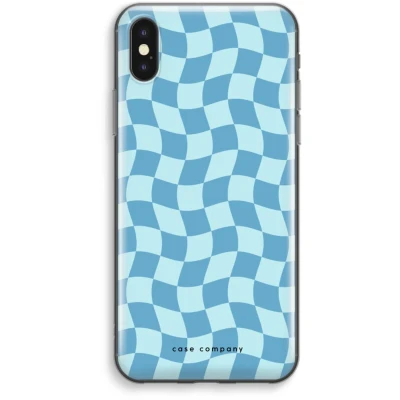 Afbeelding van Case Company® hoesje geschikt voor iPhone XS Max Grid Blauw Soft Cover Telefoonhoesje Bescherming aan alle Kanten en Schermrand