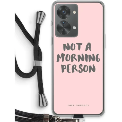 Afbeelding van Case Company® hoesje met Koord geschikt voor OnePlus Nord 2T Morning person Telefoonhoesje Zwart Bescherming aan alle Kanten en Over de Schermrand