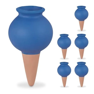 Afbeelding van Relaxdays waterdruppelaar keramiek set van 6 watergeefsysteem planten kamerplanten